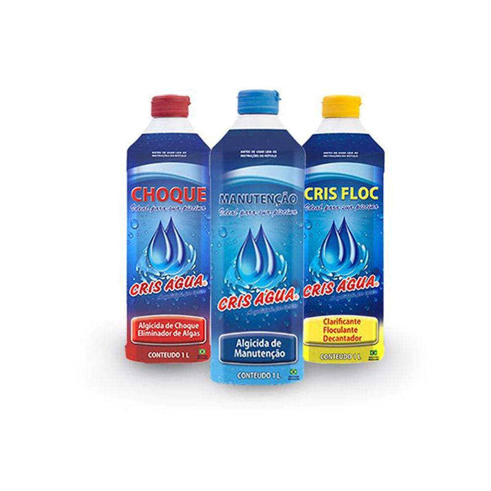 Kit Algicida De Manutenção Crisfloc Algicida Choque 1L Cada