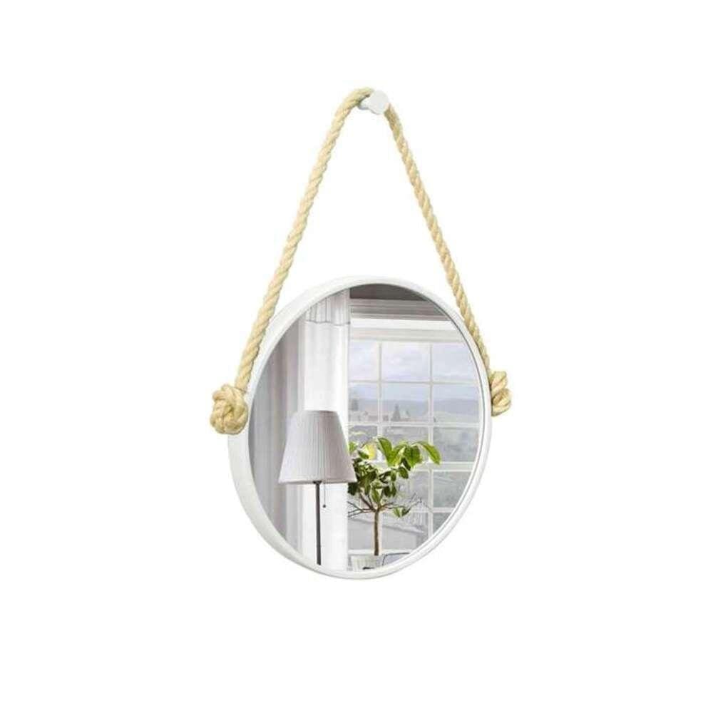 Espelho Decorativo Adnet Alça Sisal Marroml 30 cm Redondo