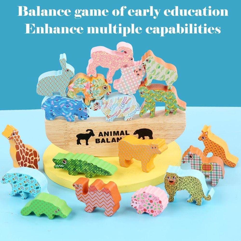 Crianças Montessori Madeira Equilíbrio animal blocos tabuleiro jogos de brinquedo elefante educacional empilhamento de bloco de construção high buildi