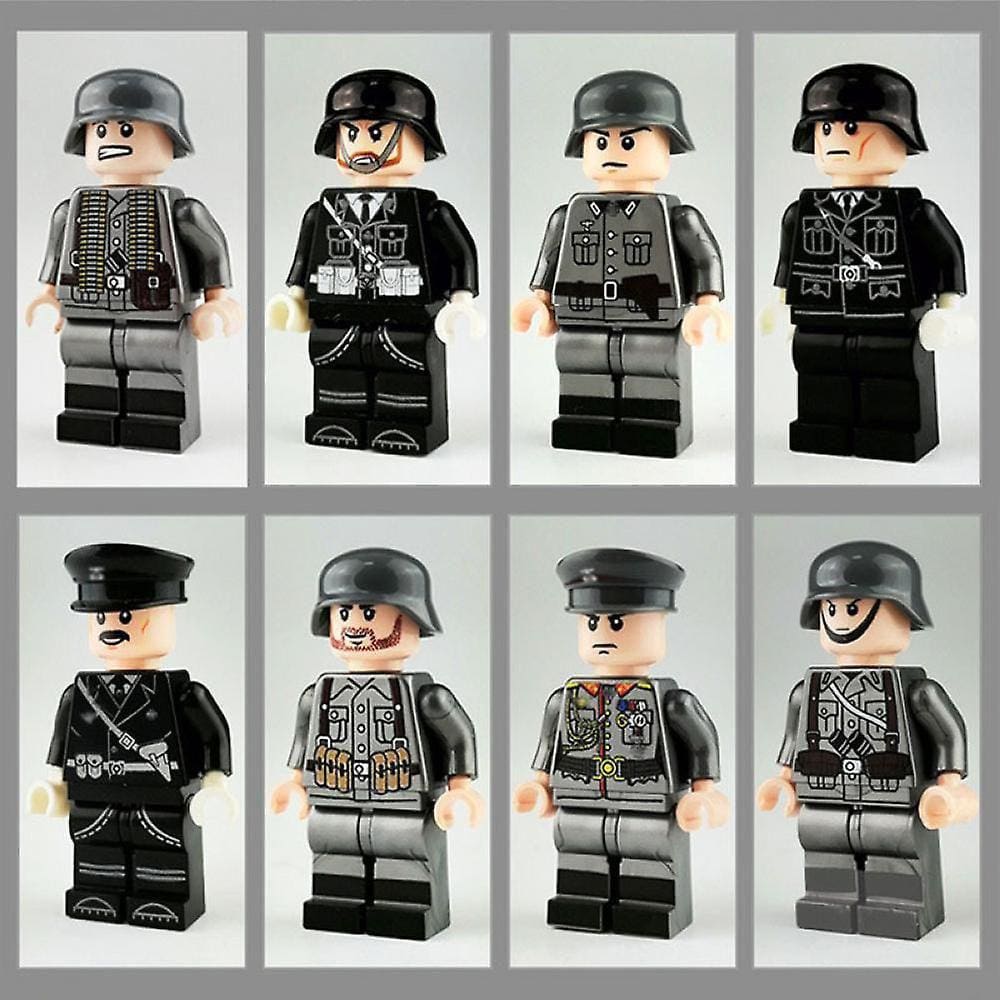 8pcs Construção Militar Bloqueia Minifigura 2 Estação Oficiais Alemães e Soldados Construindo Blocos brinquedo