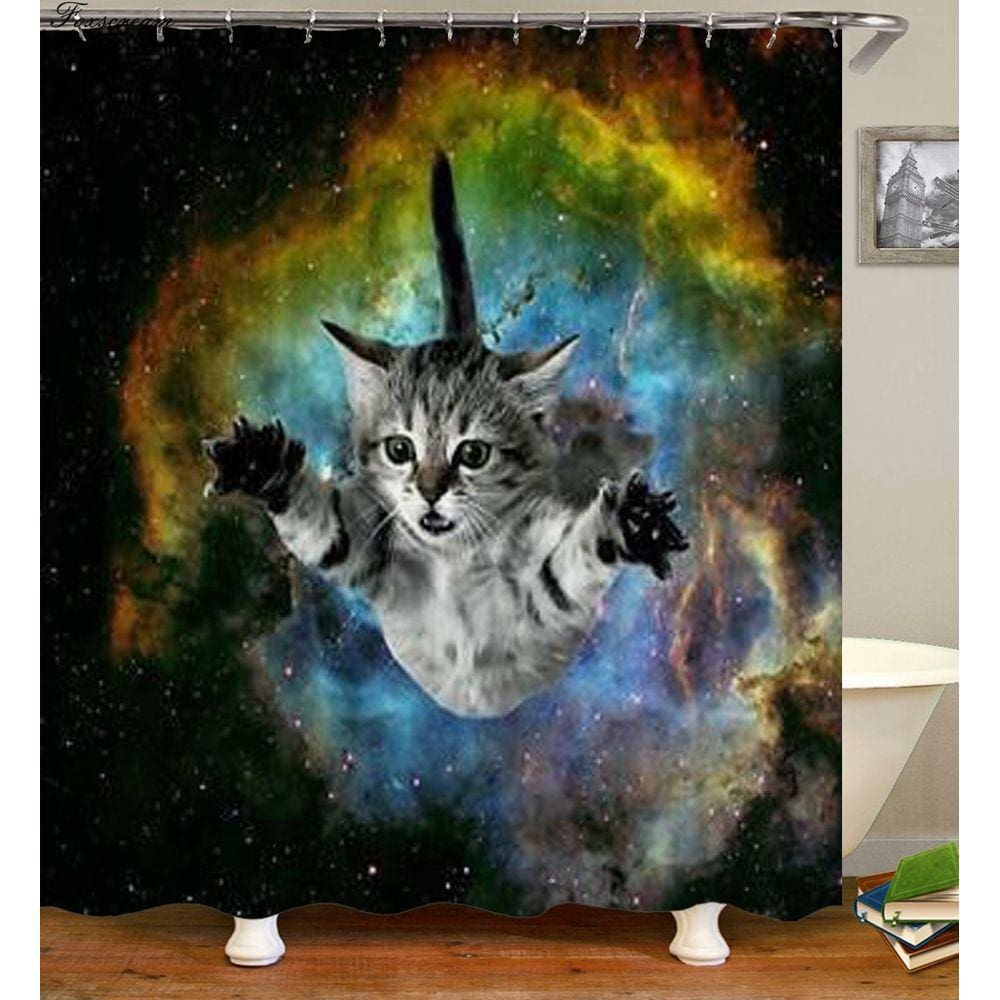 Cartoon Gato Chuveiro Cortina 3D Chuveiro Cortinas Água