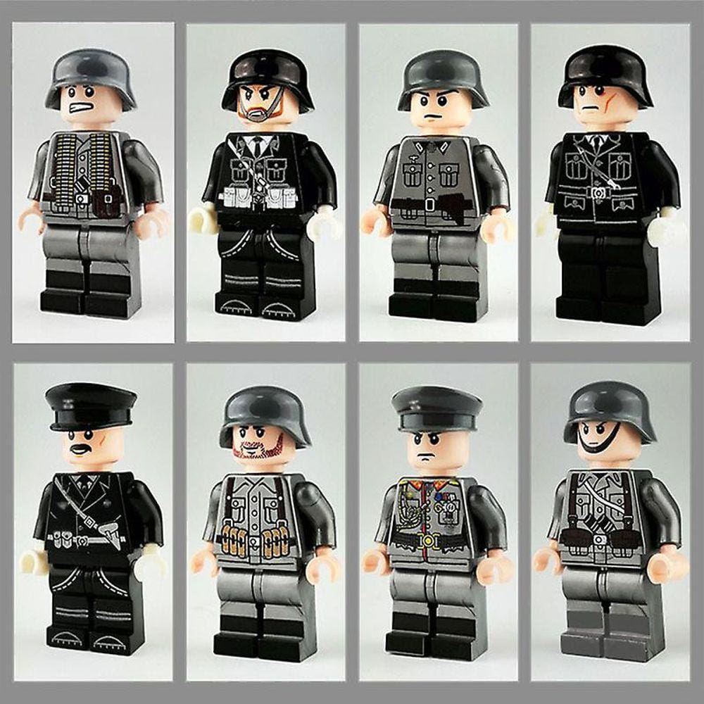 8pcs Construção Militar Bloqueia Minifigura 2 Estação Oficiais Alemães e Soldados Construindo Blocos brinquedo