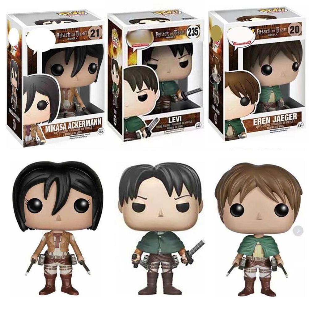 3pcs Ataque em Titã Levi Action Figure Anime Figma Eren Jaeger Mikasa Ackerman Levi Rivaille Rival Ackerman On Sofa Model Toy Gift| Figuras de Ação