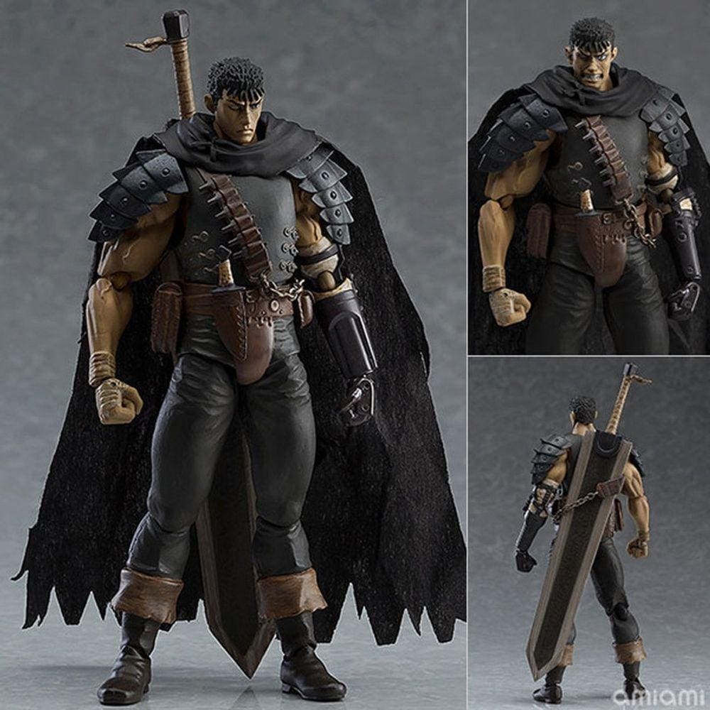 Figura de Ação de PVC do Espadachim Negro Guts do Anime Berserk com Mudança de Rosto - 17cm
