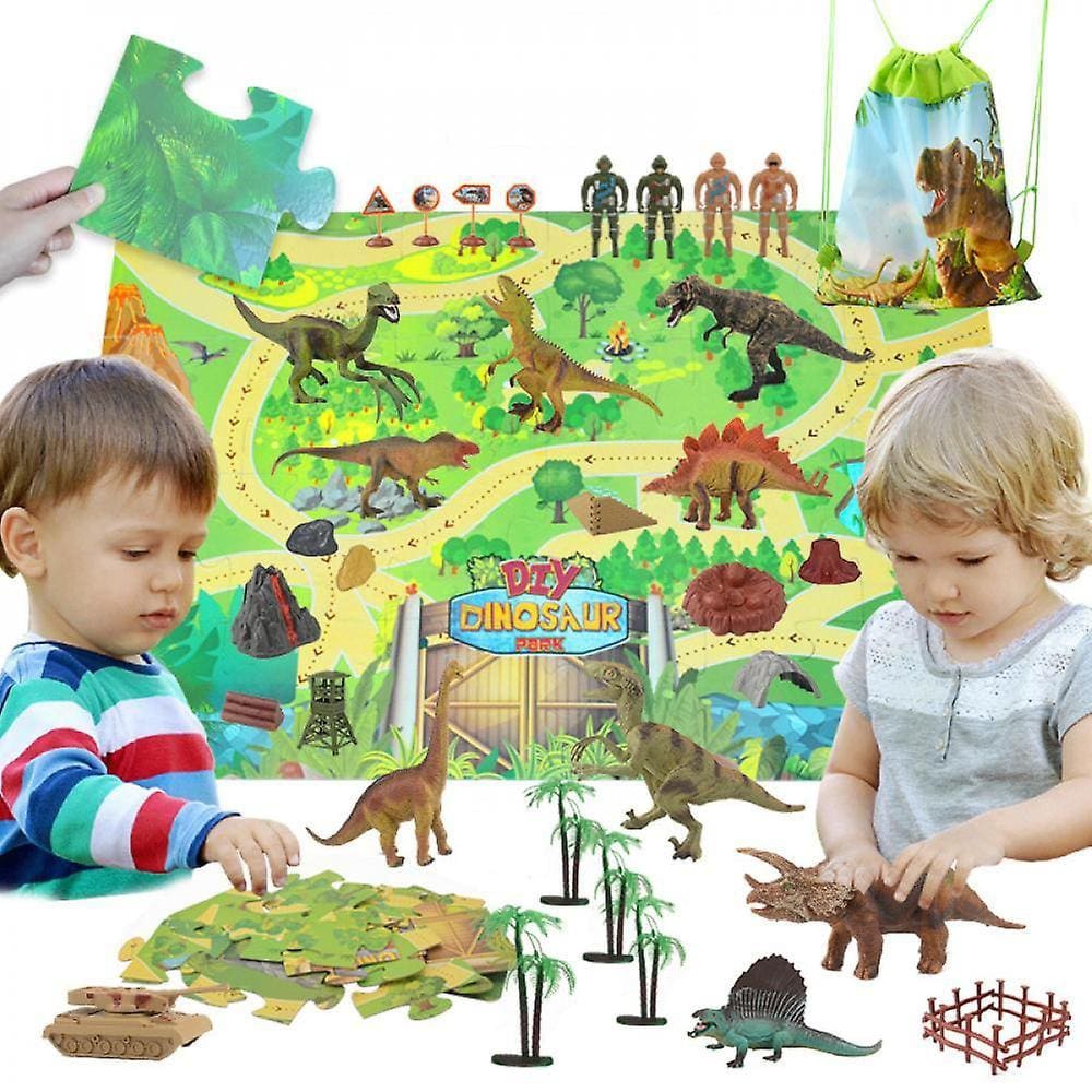 Figura de brinquedo de dinossauro com atividade play mat & trees