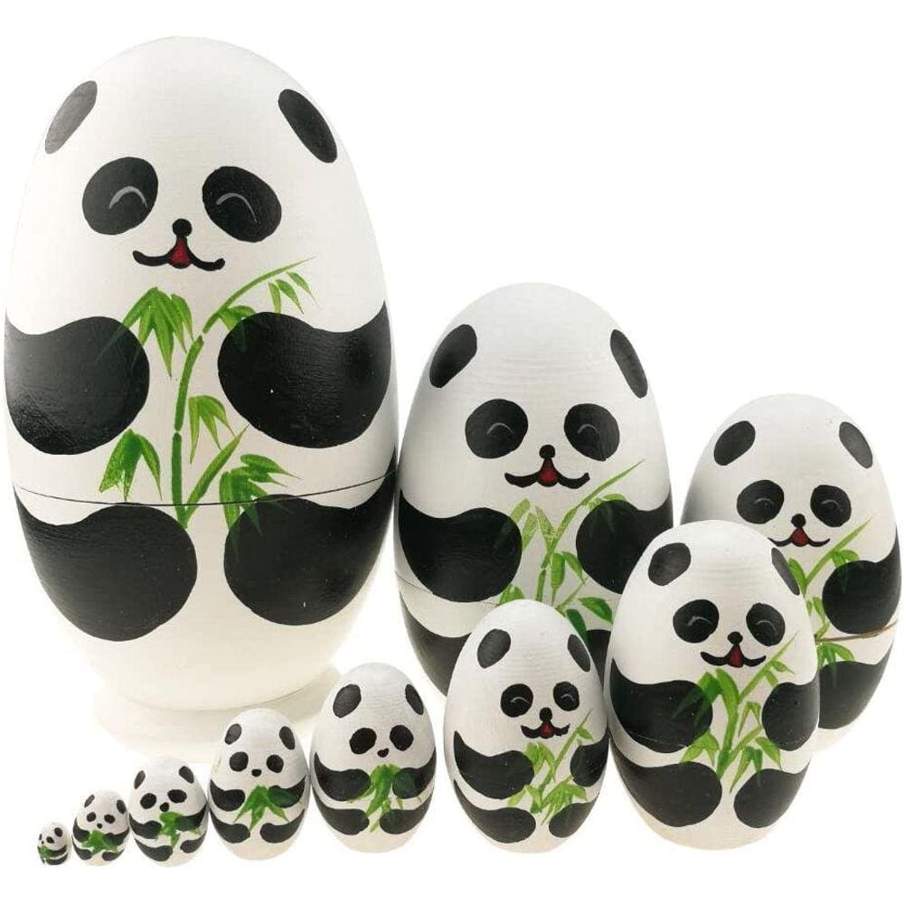 Tema animal bonito preto e branco Panda Egg Shape Wooden Han