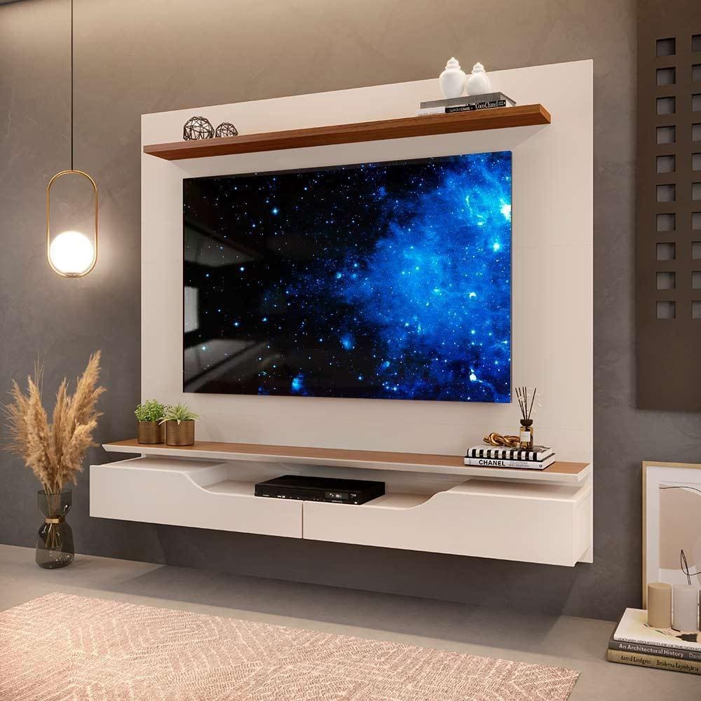 Painel TV Quarto Até 60 Polegadas Off White Freijó Levi DJ Móveis