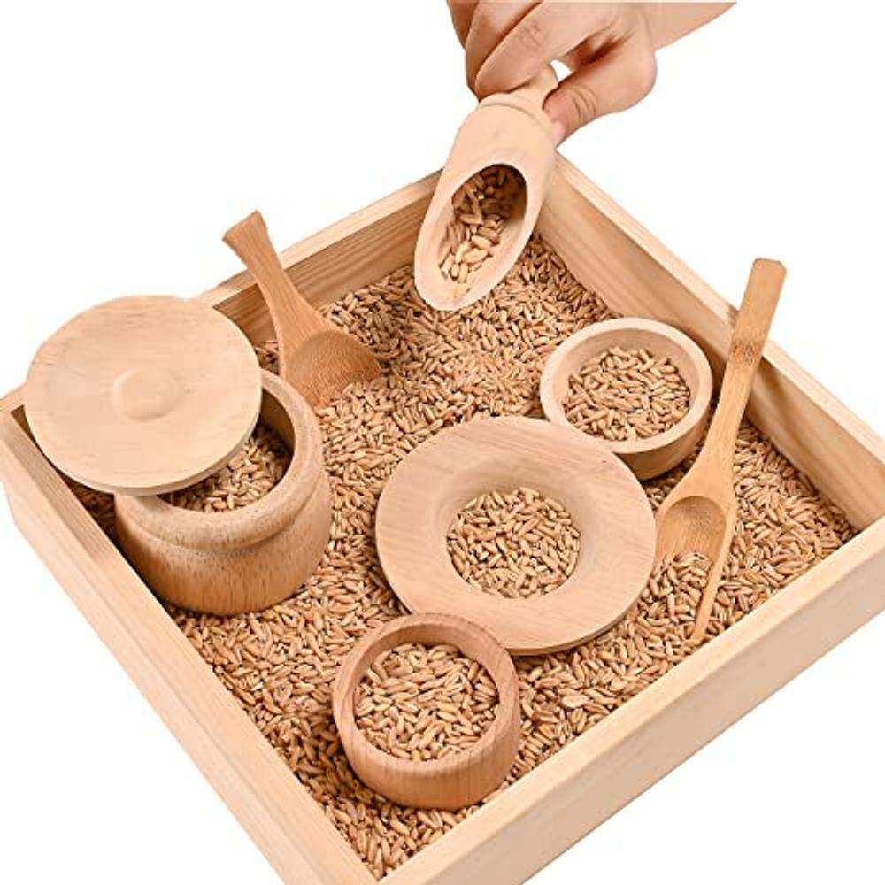 Ferramentas de Lixeira Sensorial Sparkle Race com Bandeja de Caixa de Madeira Montes