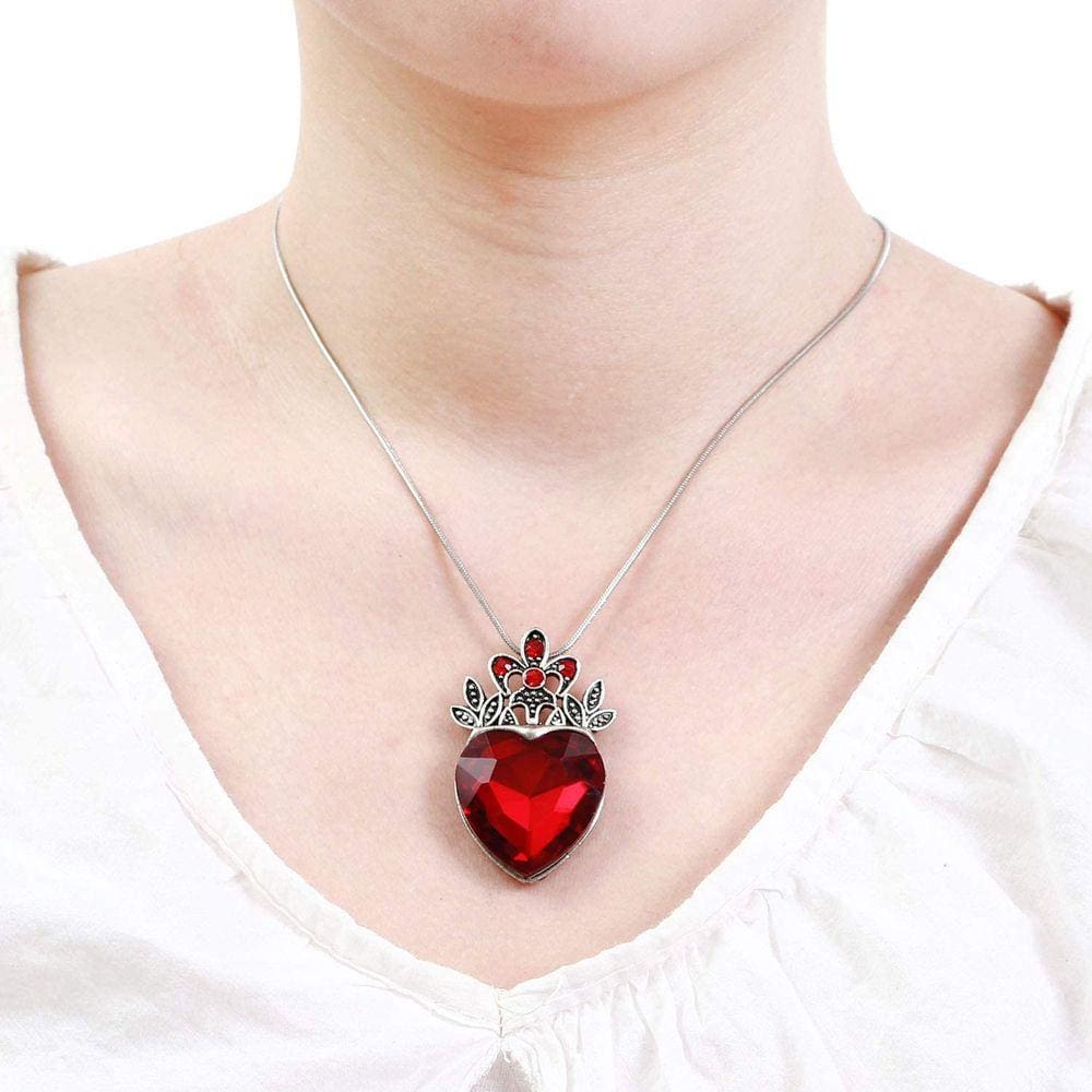 Rainha de Copas Evie Colar Red Heart Fashion Joias Hal