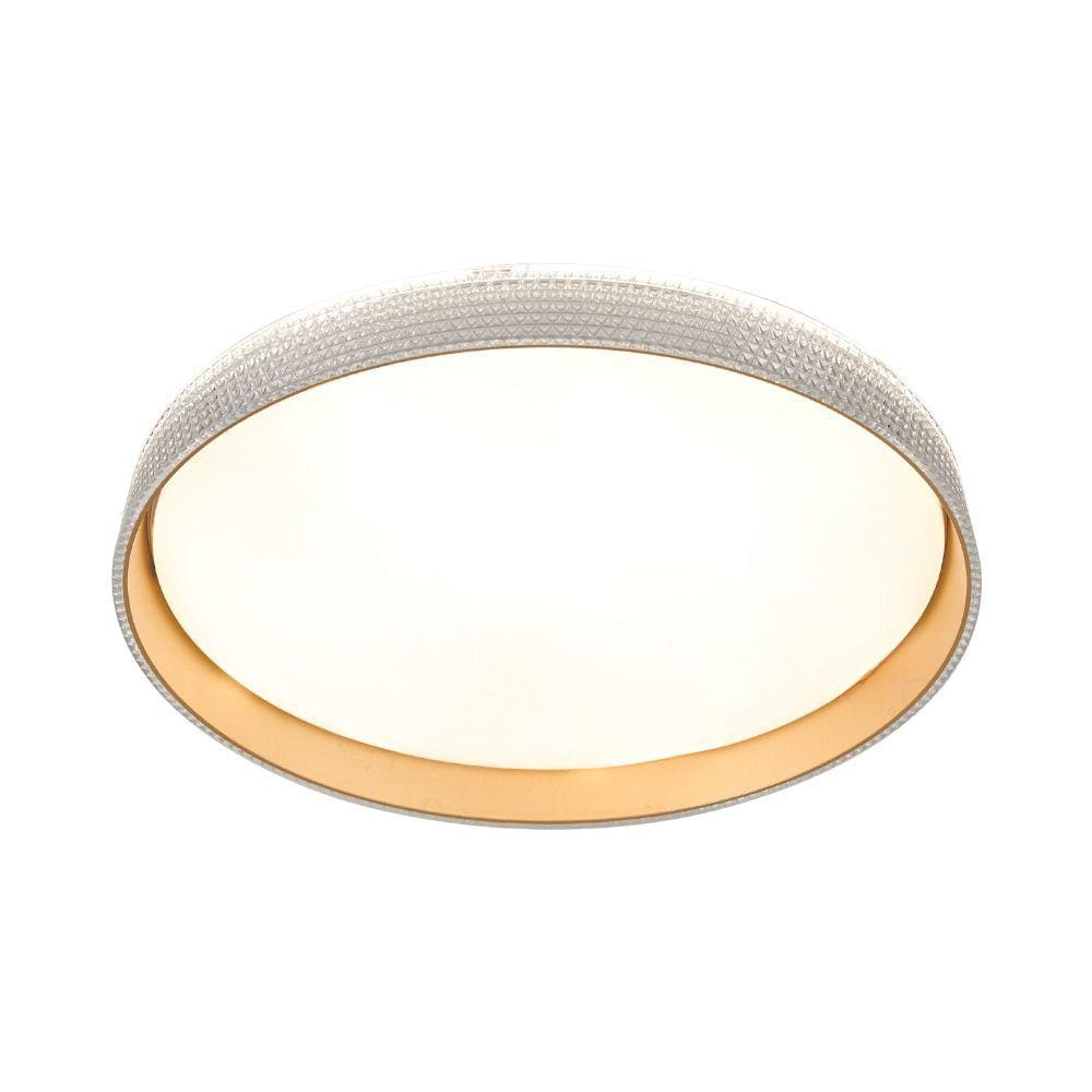 Plafon de Sobrepor Redondo Acrilico Dourado 40cm Led 60W 3 Cores Bivolt