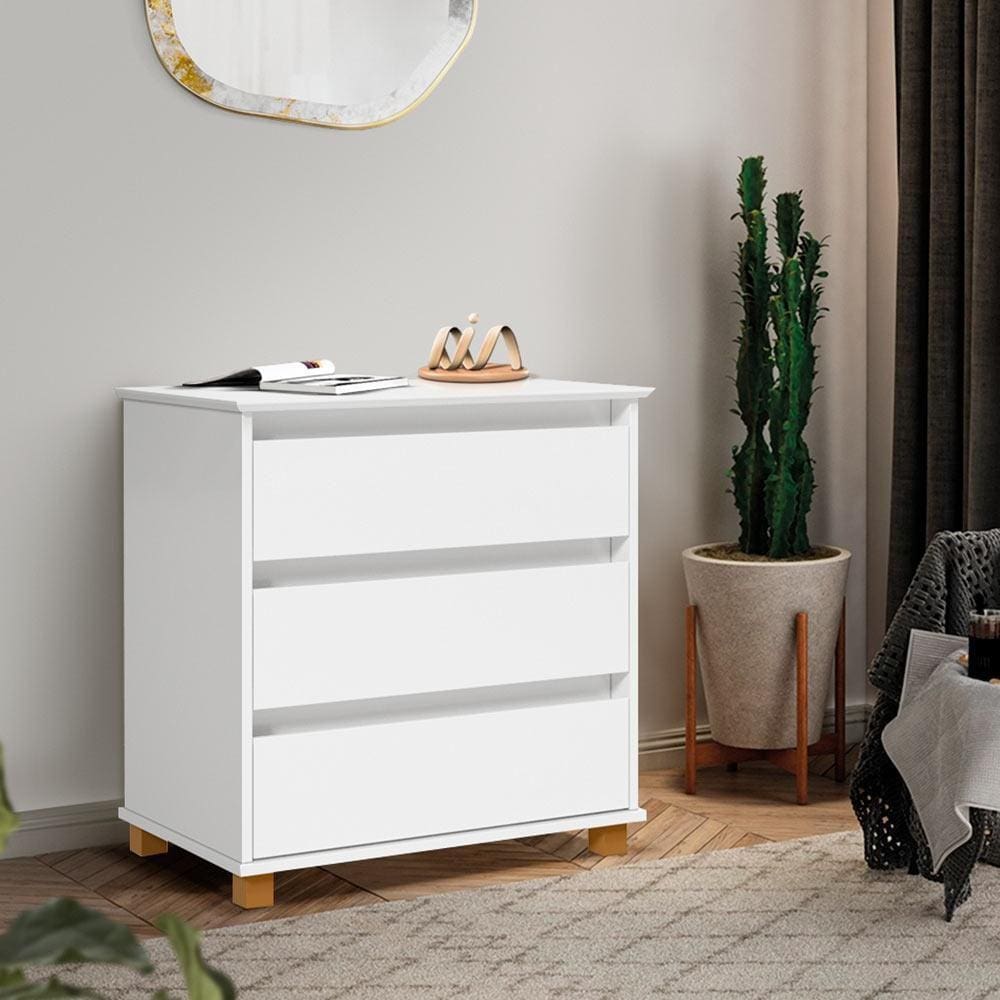 Gaveteiro Mini Cômoda 3 Gavetas EJ Móveis Branco