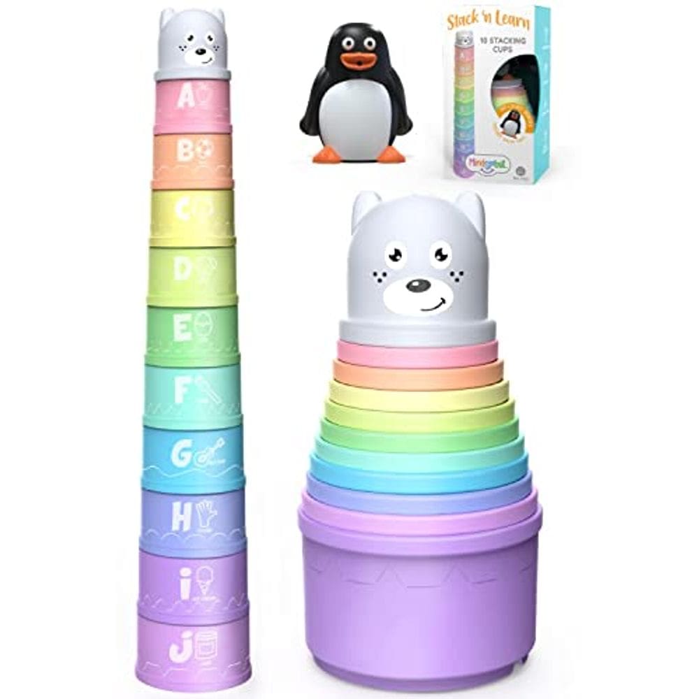Empilhamento de copos de brinquedo para criança, design moderno com números,