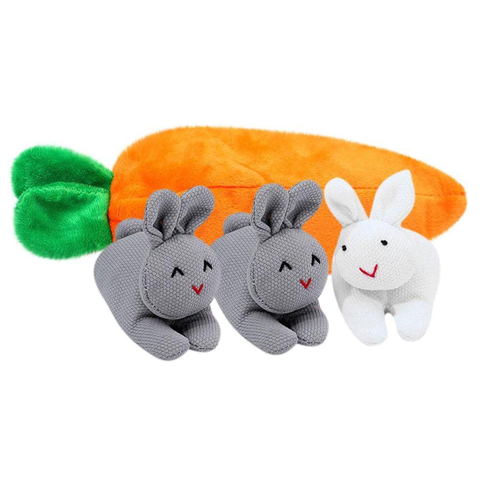 Unzip Rabbit Doll Toy 3 coelhos em saco de cenoura Bolsa de 