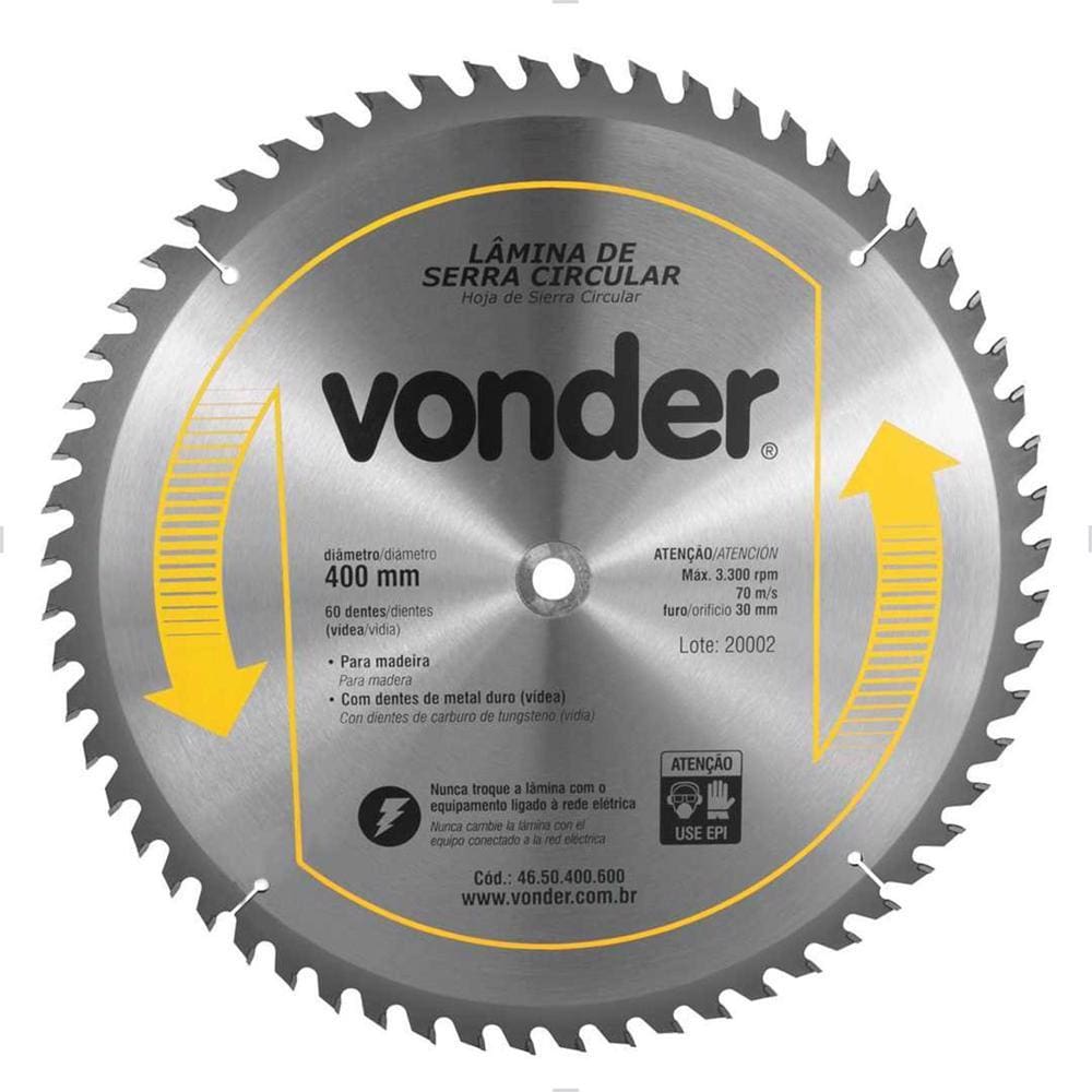 Lâmina de Serra Circular com Vídea 400x30mm 60 Dentes Vonder