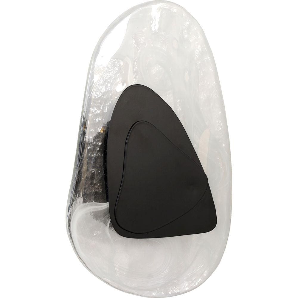 Arandela Stone Ø20x30cm Preto Vidro Translucido Moderna Led