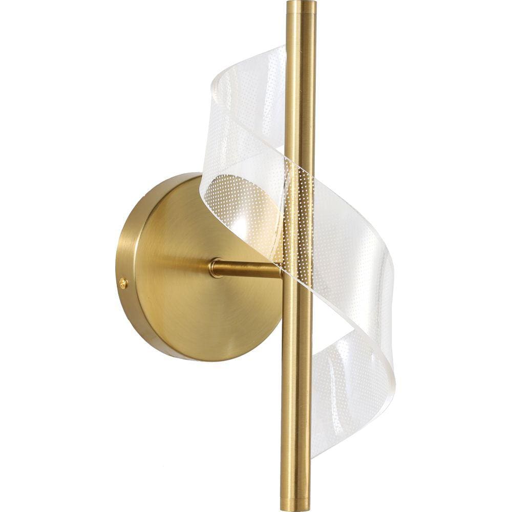Arandela Mast Ø12x30cm Dourado E Acrílico Translúcido