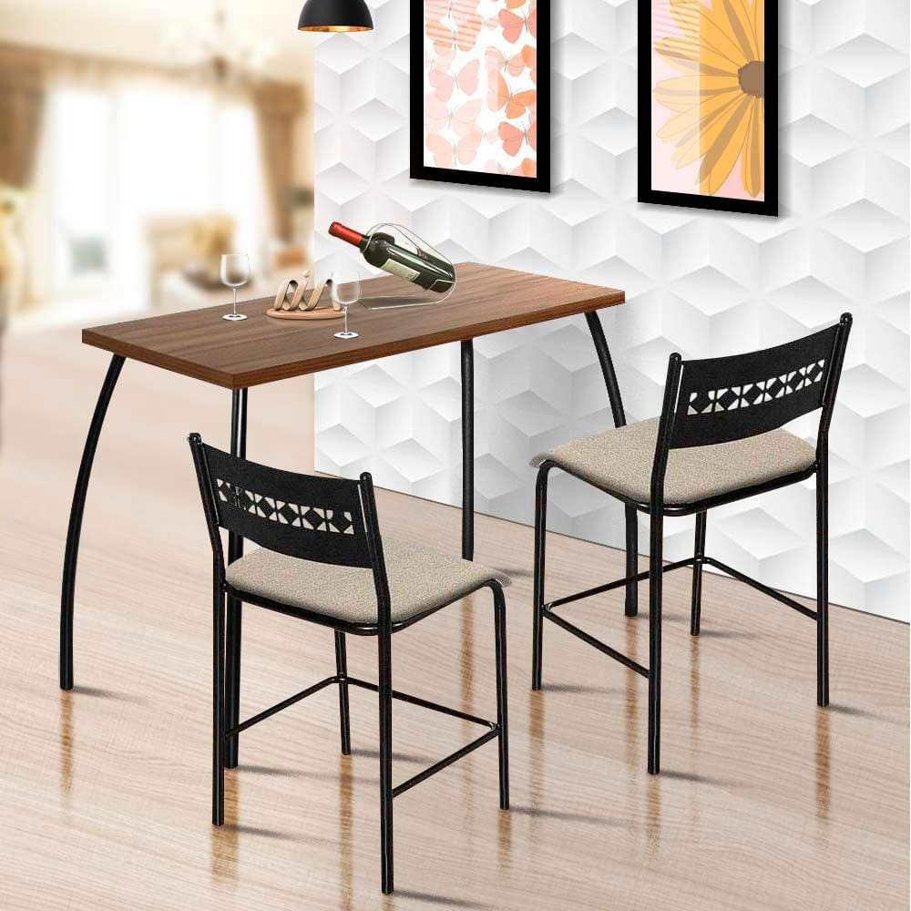 Conjunto Mesa E Cadeiras Fit Flora Assento Bege