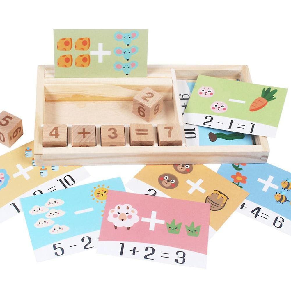 Azul Madeira Matemática Aritmética Cubos Brinquedo de Aprendizagem Precoce