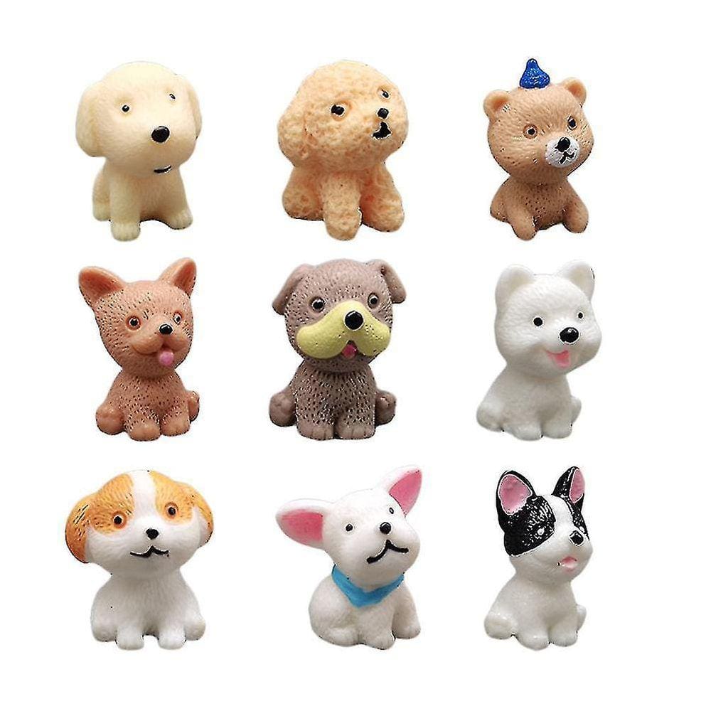 9pcs Dog Figurines Mini Filhote de cachorro Figuras Cães Animais Toy Deskt