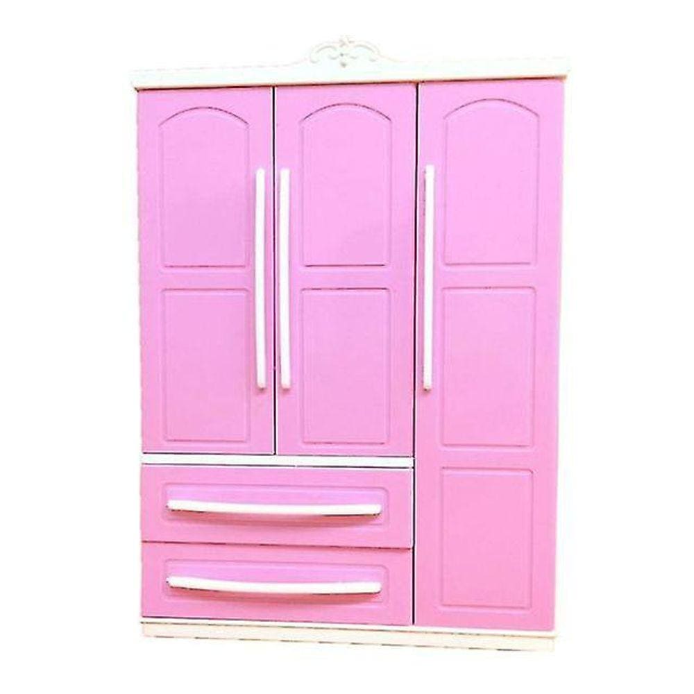 Três portas rosa moderno guarda-roupa jogo jogo para móveis Barbi