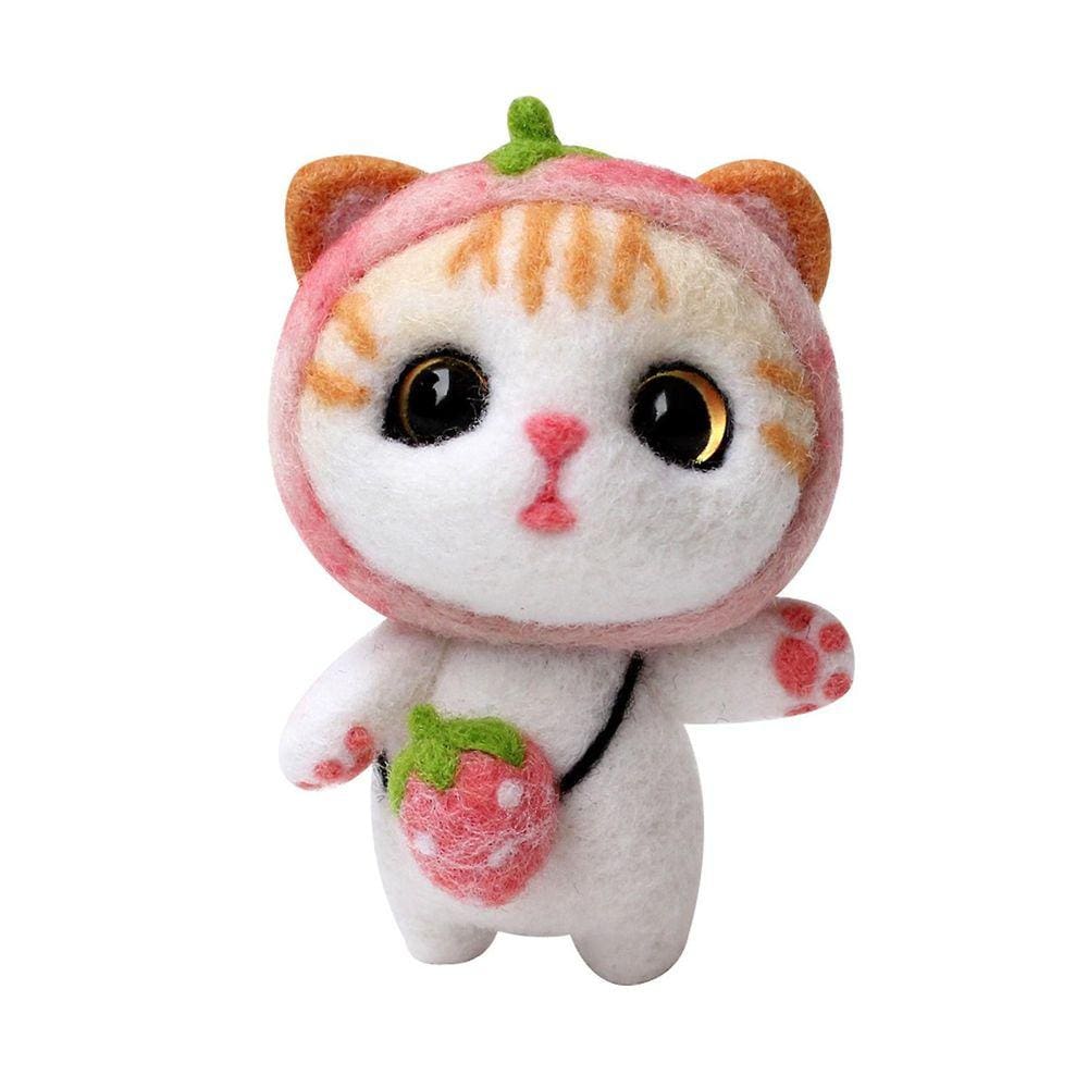 Cute Cat Pattern Handmade Diy Poke Wool Felts Pacote de produção de material