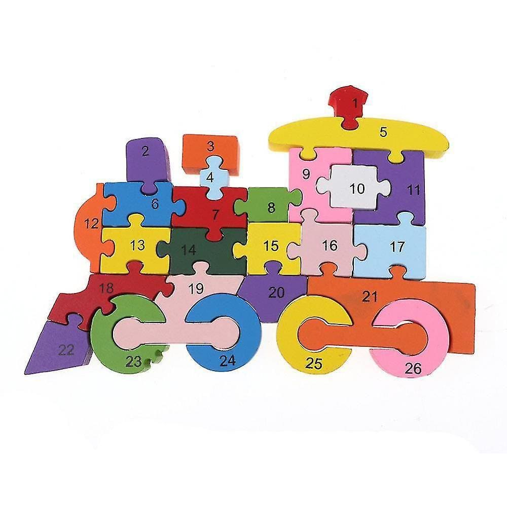 (Trem) Caraele Alphabet Jigsaw Quebra-cabeça Placas de Madeira Números Construindo Brinquedos bloco para crianças