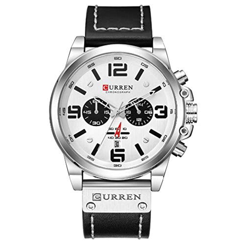 Cronógrafo branco CURREN Fashion Trend Multifuncional Water