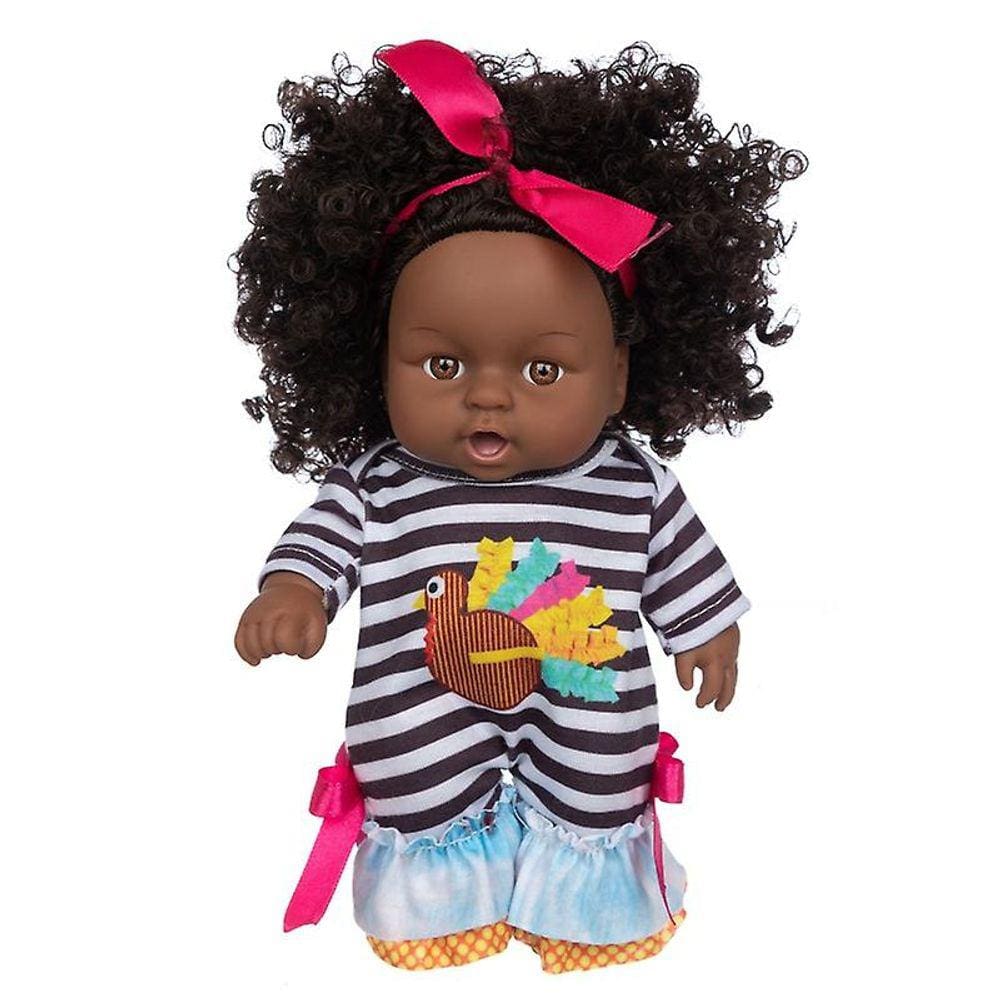 Boneca negra afro-americana renascida bebê brinquedo 20cm