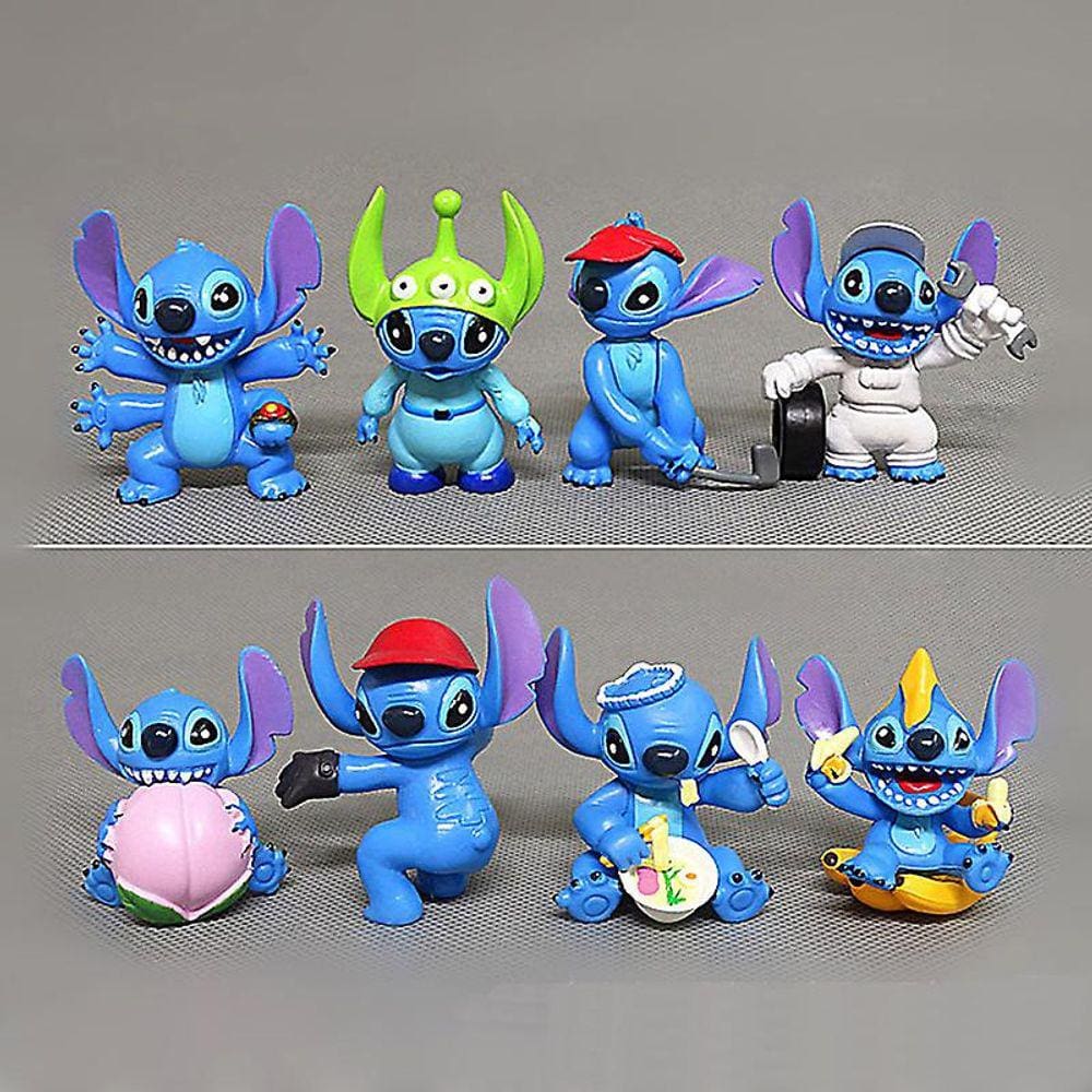Disney-lilo & 8pcs/lot Stitch Pvc Doll Modelo Desktop Dec