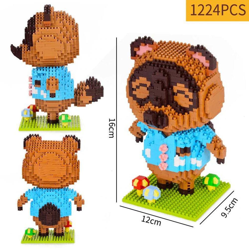 1224pcs+ Animal Raccoon Tom Nook Isabelle Crossing Game Building Blocks 3D Modelo DIY Mini Diamond Bricks Toy For Children Gift| Blocos