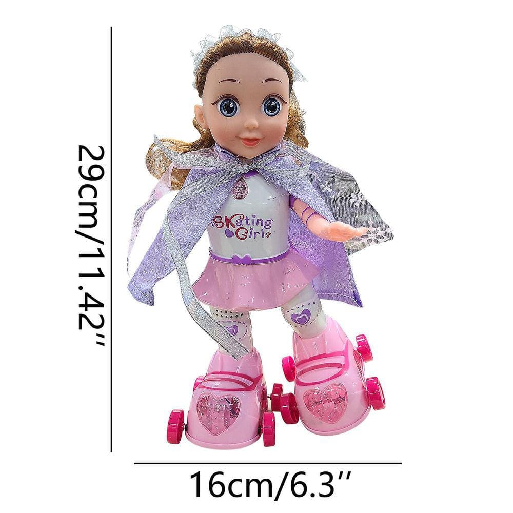 Boneca de patins infantis Música brilhante Brinquedo de boneca de menina fofa multifuncional