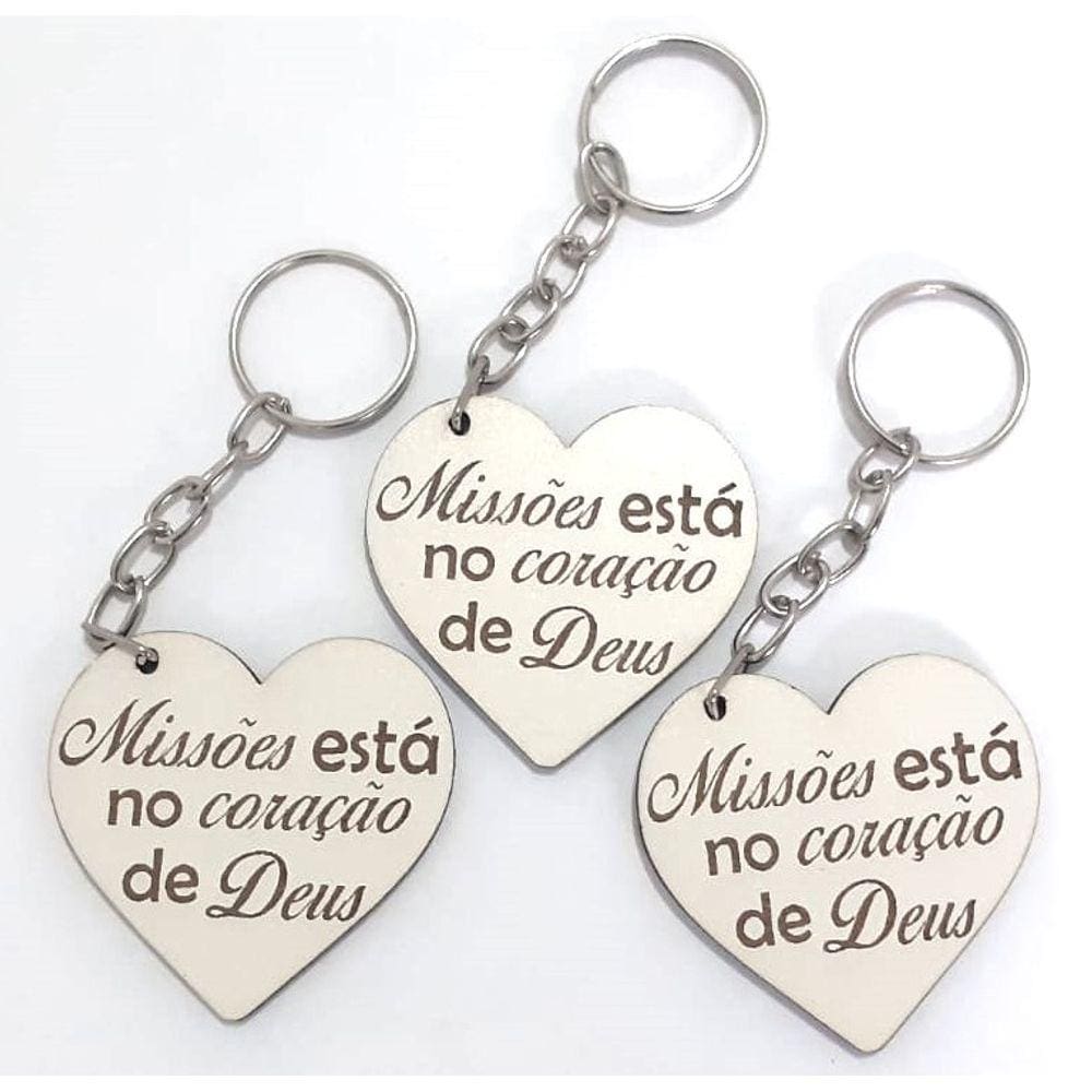 Kit 40 Chaveiros Mdf Tema Missões Lembrancinhas Igreja