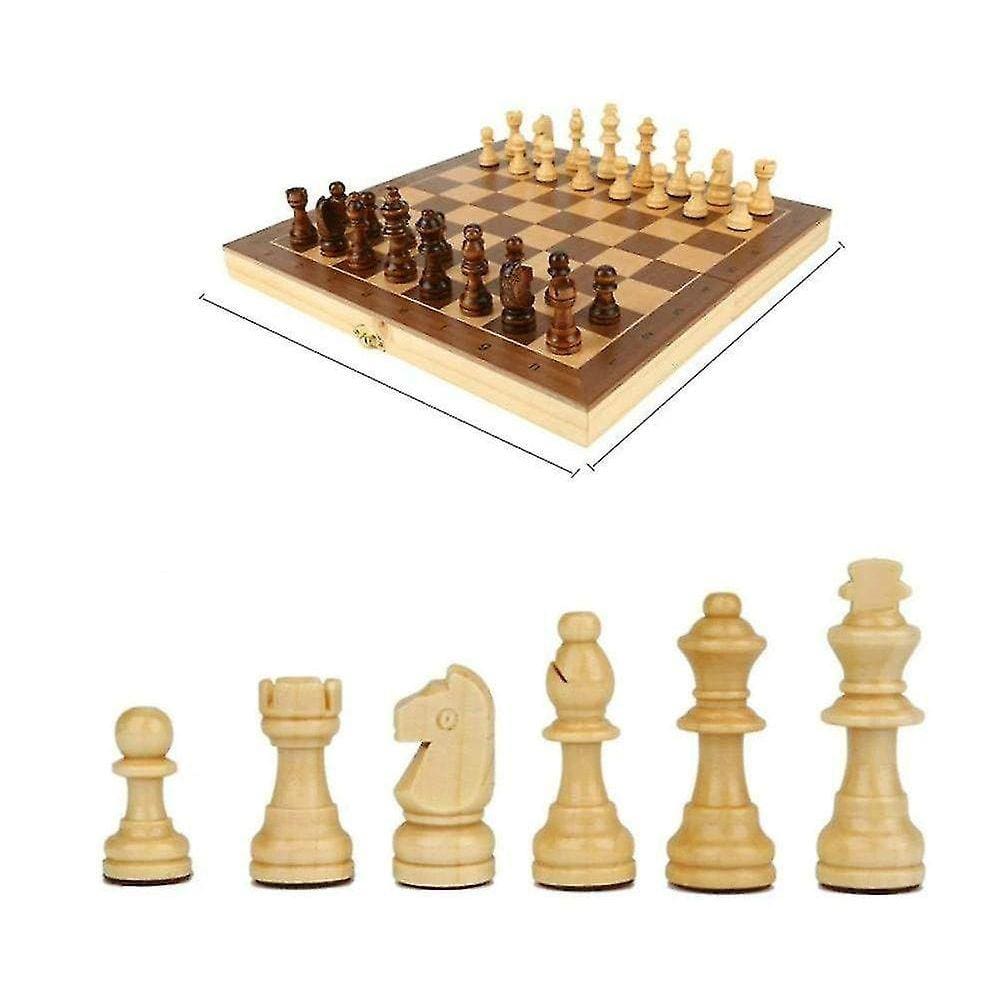 Jogo Xadrez Tabuleiro Madeira Luxo Dobrável Chess 24x24