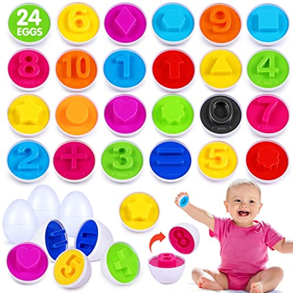 24PCS Combinando Ovos Brinquedos para Toddler 3-5, Montess atualizado