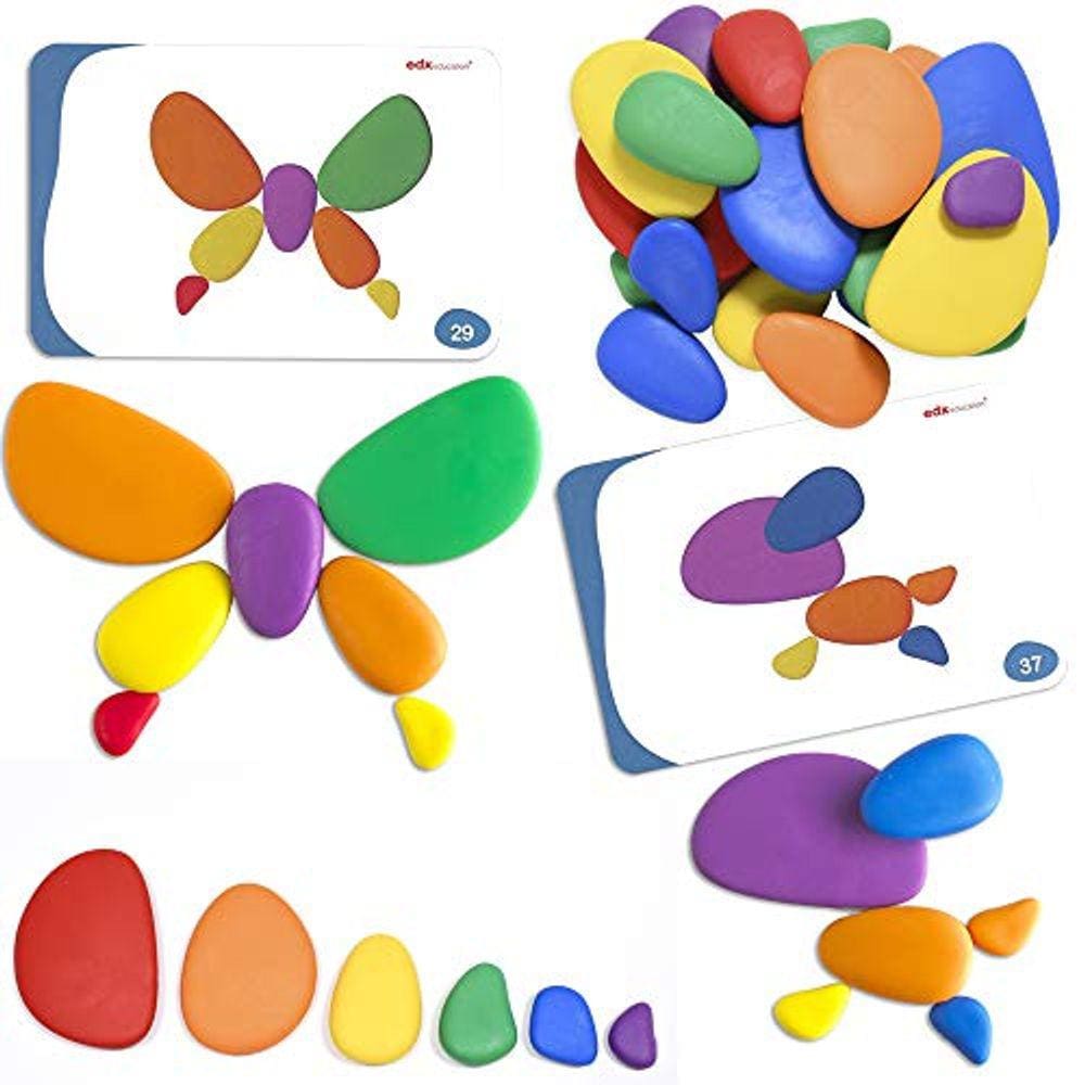 Rainbow Pebbles - Conjunto de 36 Pedras de Classificação e Empilhamento wi