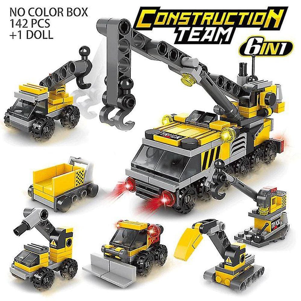 6in1 Cidade Bombeiros Polícia Exército Engenharia Building Blocks Tanque