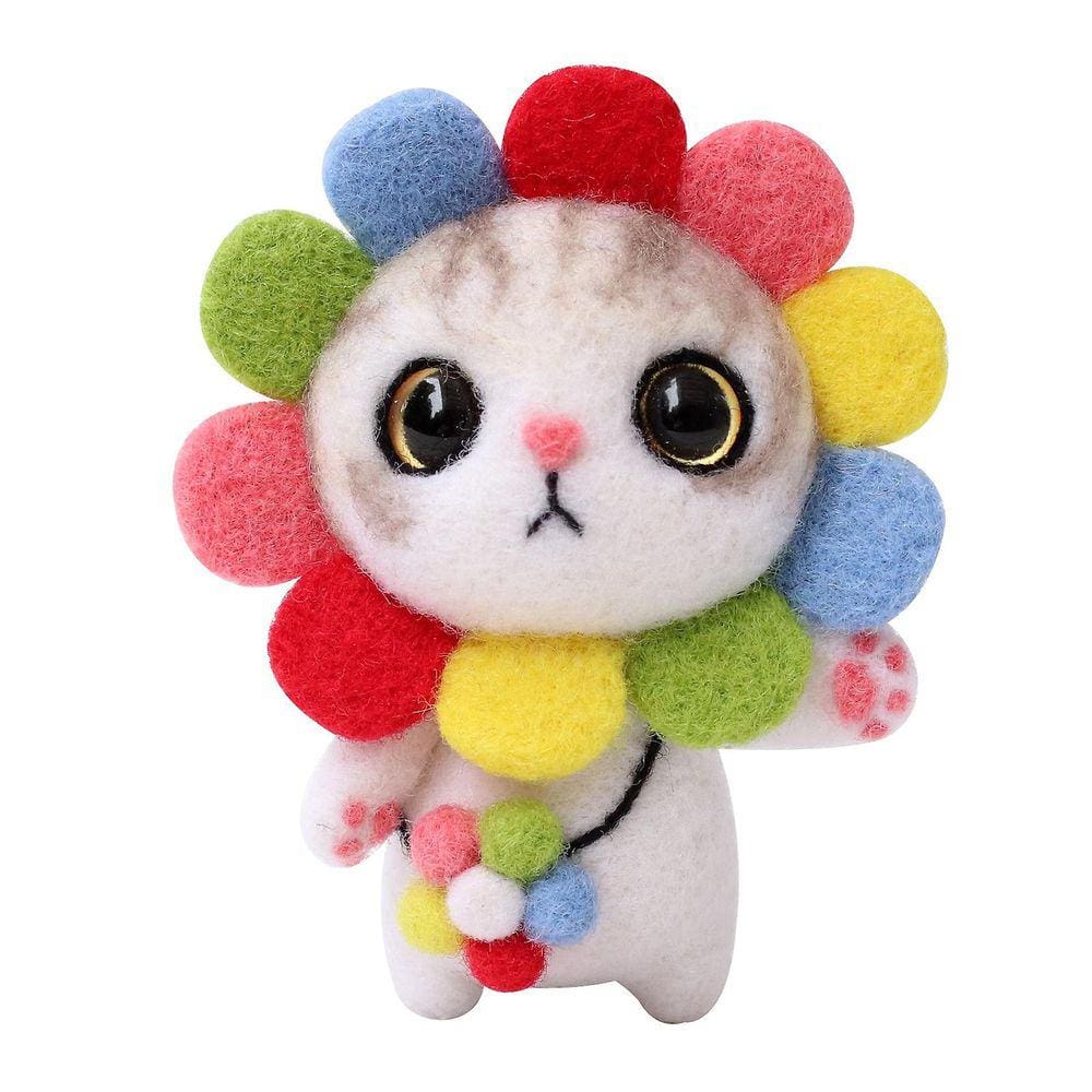 Cute Cat Pattern Handmade Diy Poke Wool Felts Pacote de produção de material