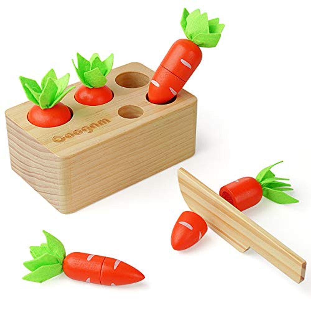 Coogam bebê cenouras Brinquedo de classificação, madeira Montessori Cor S