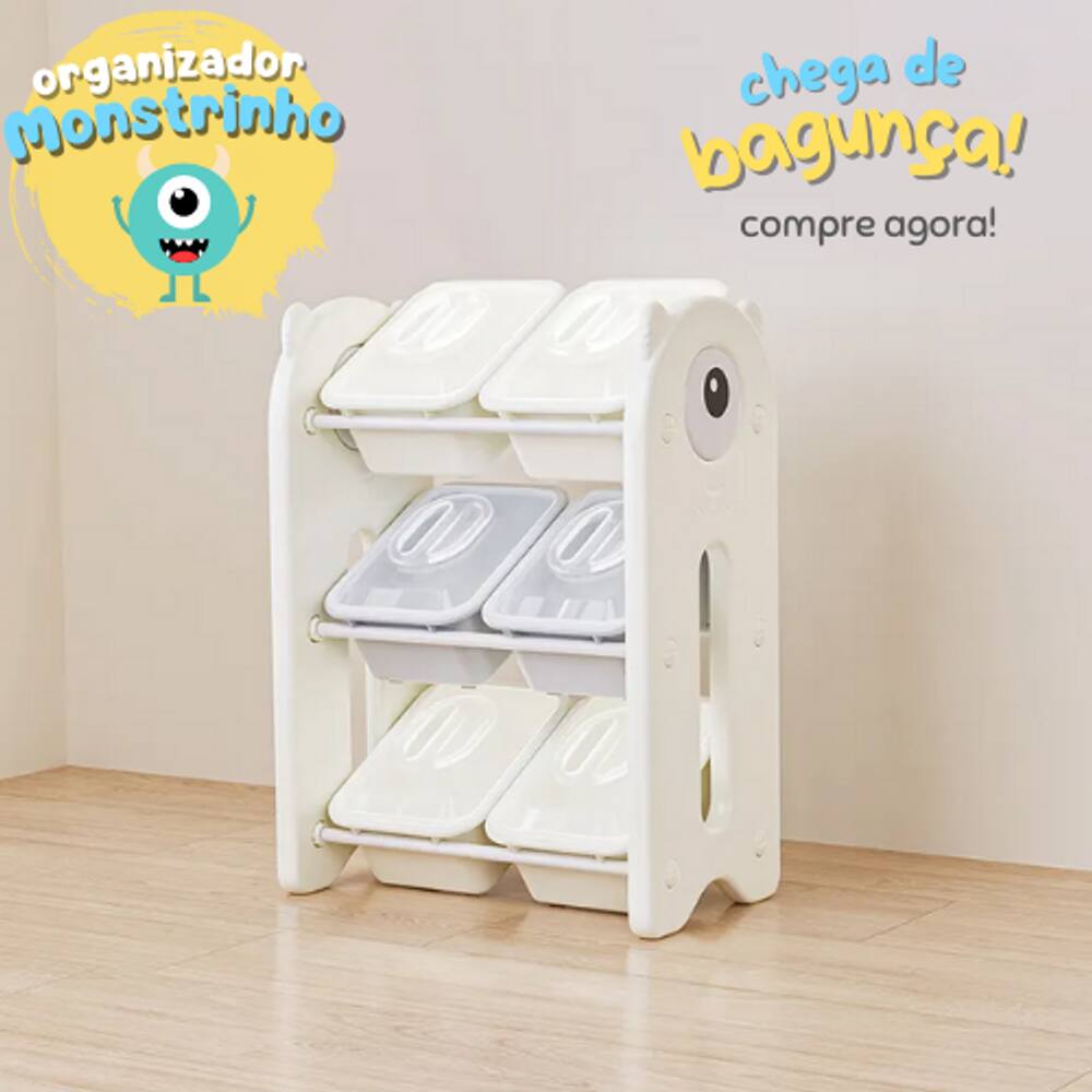 Organizador Brinquedos 6 Caixas M Polietileno Monstrinho 1 | Extra