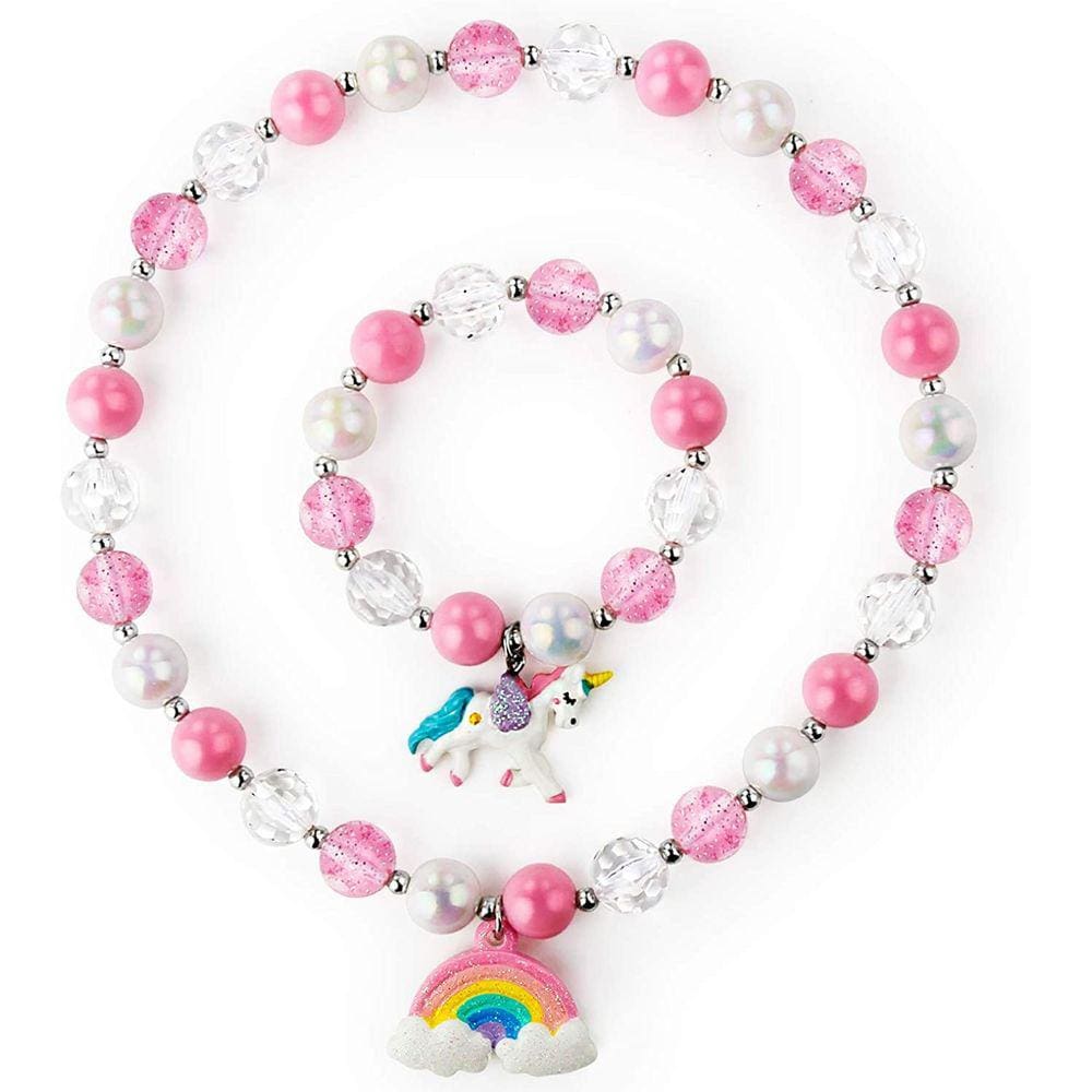 Meninas Gilitter Unicórnio Chunky Bubblegum Colar & Sutiã