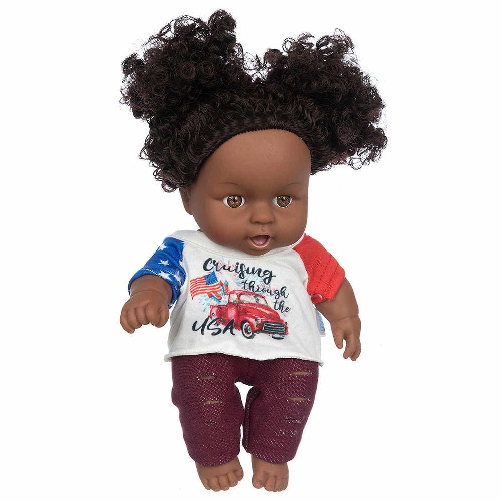 Black African Black Baby Cute Curly Black 12 polegadas Vinil Baby Toy