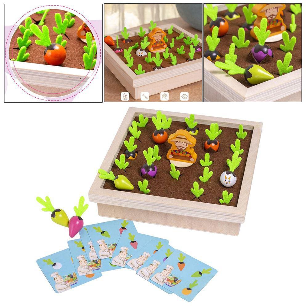 Jogo da Fazenda Wood Radish Montessori Brinquedos Puzzle Fun Chess Board Jogos idade 3+| Cor & Forma