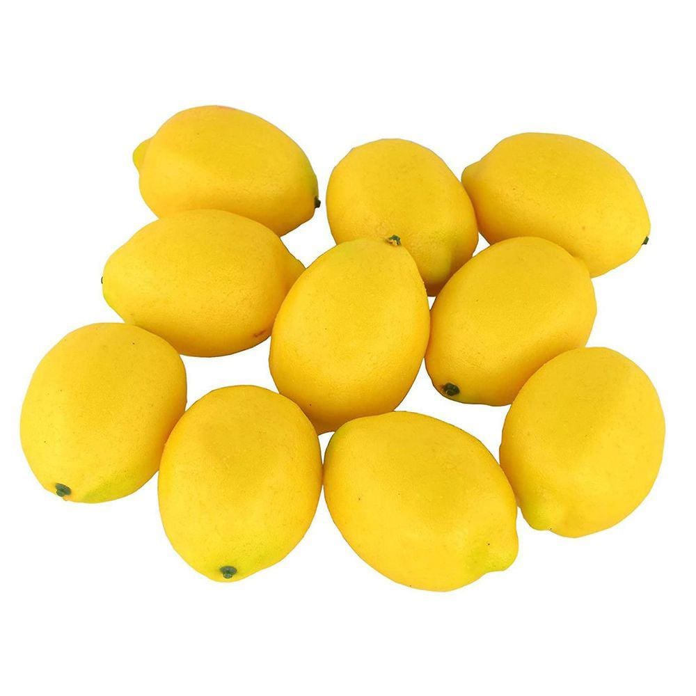 Fake Fruit Decoração para casa Simulação artificial realista amarelo limão 10pcs Set
