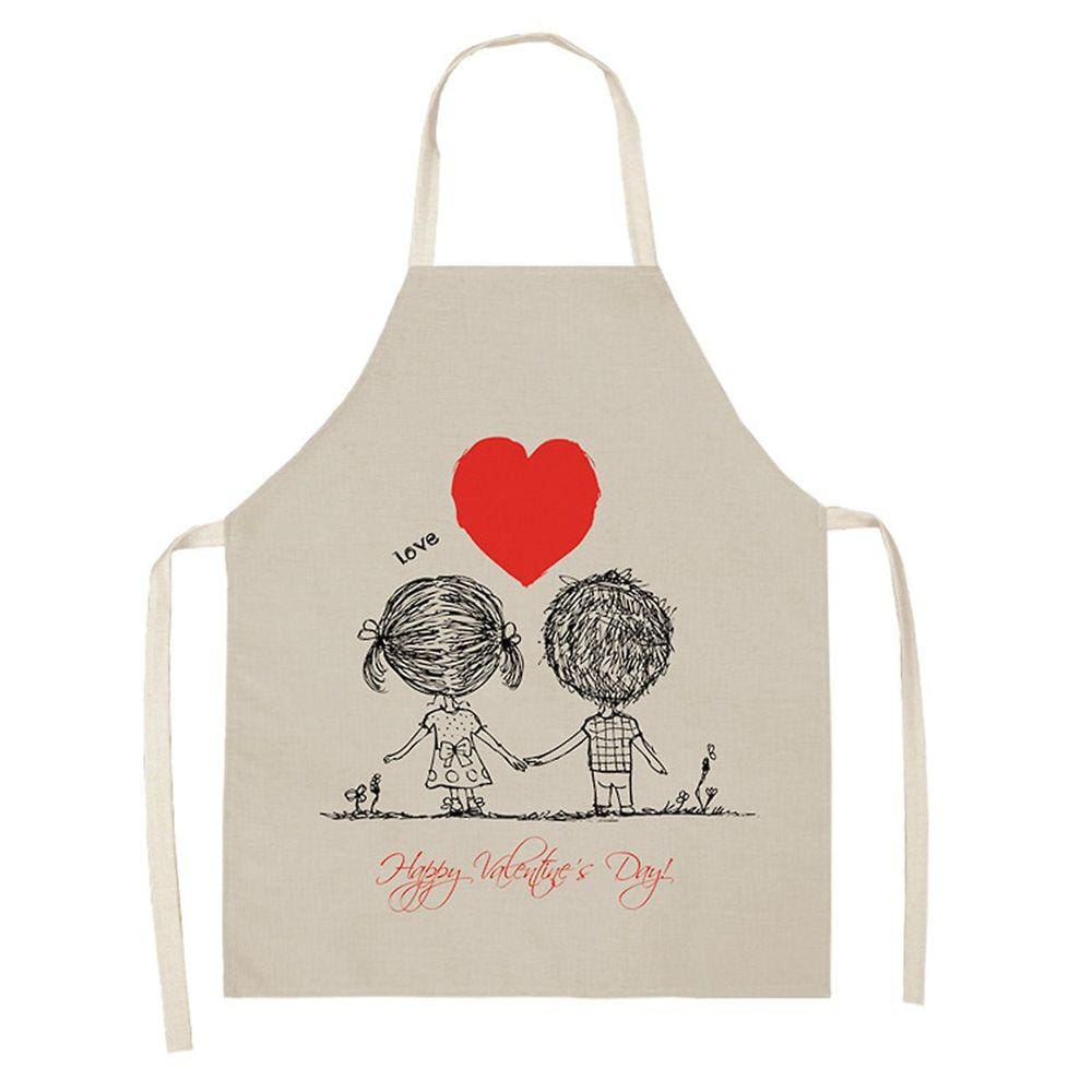 1 peça pai adulto The Family Kitchen Valentine`s Day Print Aventais de linho para família