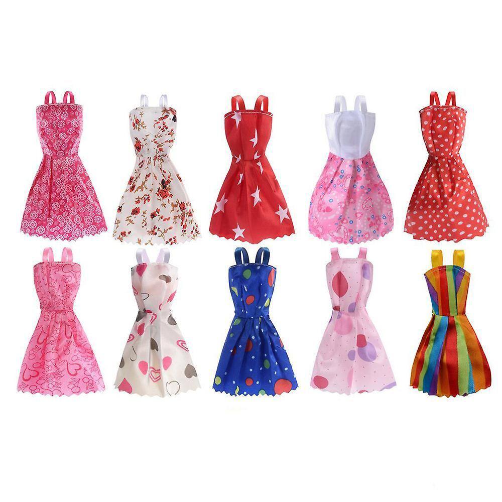 Pacote com 10 roupas de boneca, roupas de festa com 10 pares de sapatos de boneca
