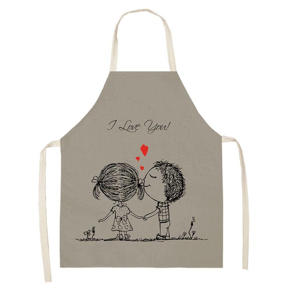 1 peça pai adulto The Family Kitchen Valentine`s Day Print Aventais de linho para família