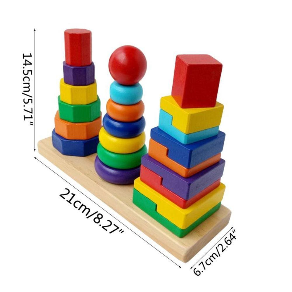 Brinquedos Educacionais Crianças Três pilares Rainbow Building Set Madeira Três coluna Tower Girls Boys Puzzle Toy 634F| Blocos