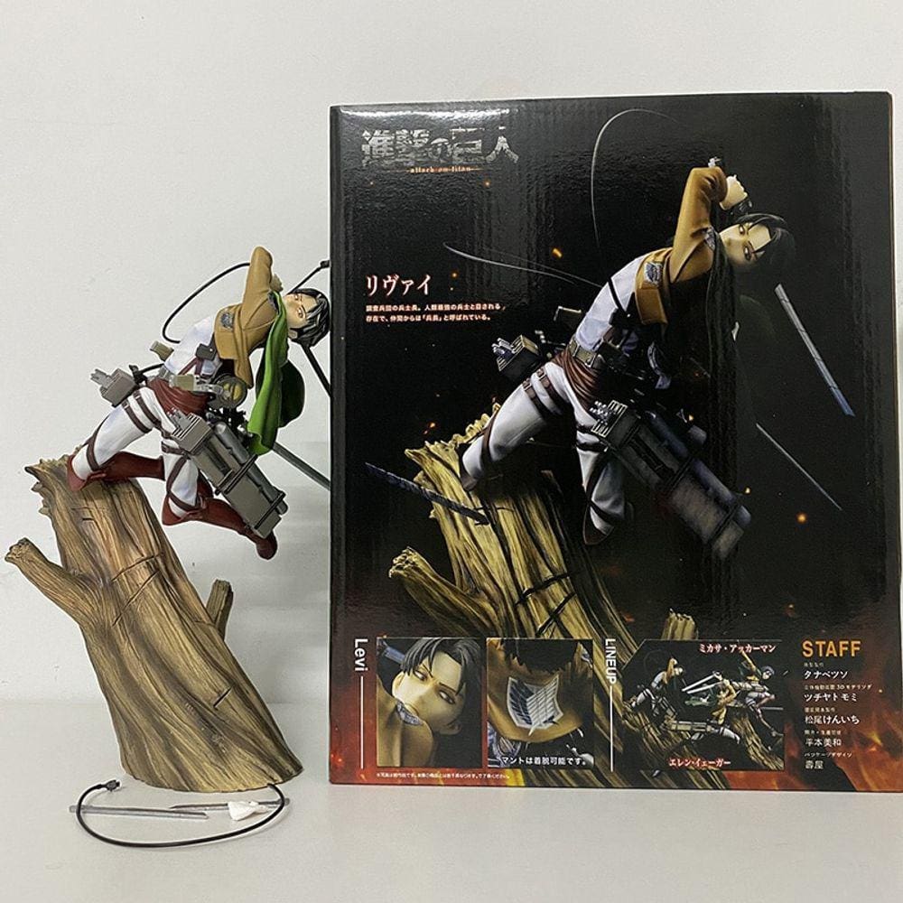 Levi Figure Anime Attack on Titan Artfx J Levi Ackerman Renewal Battle Damage Model Toys Doll Christmas Gift| Figuras de Ação