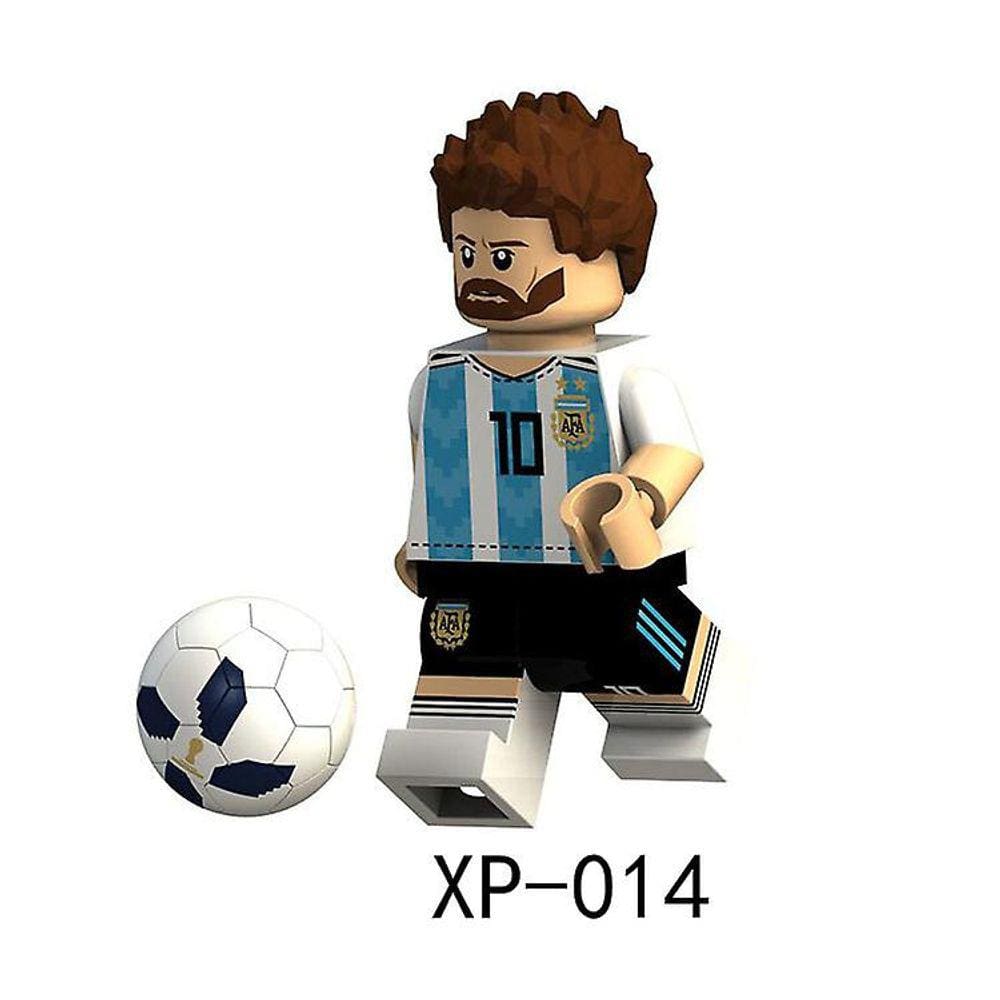 8pcs Football Star Figurine Messi Beckham Ronaldo Montagem Edifício Bloco Minifigure Brinquedo