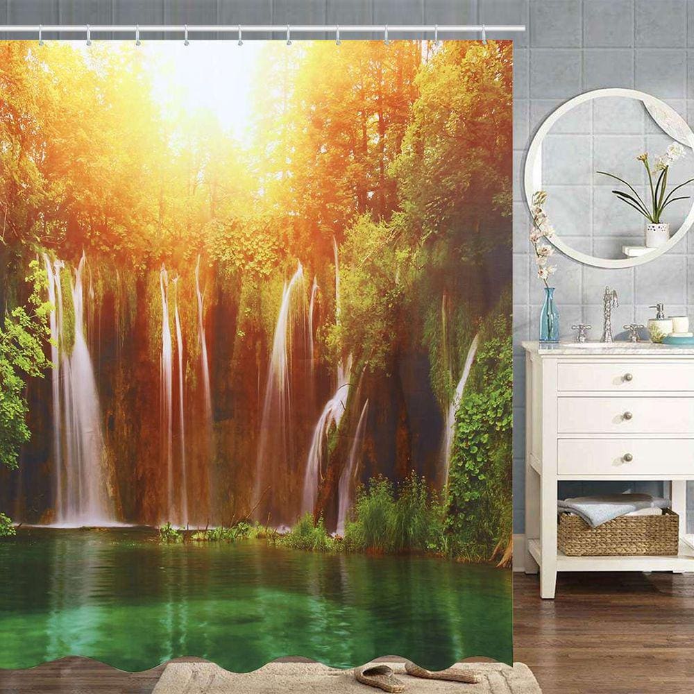 3D cachoeira paisagem impermeável chuveiro cortina banheiro s